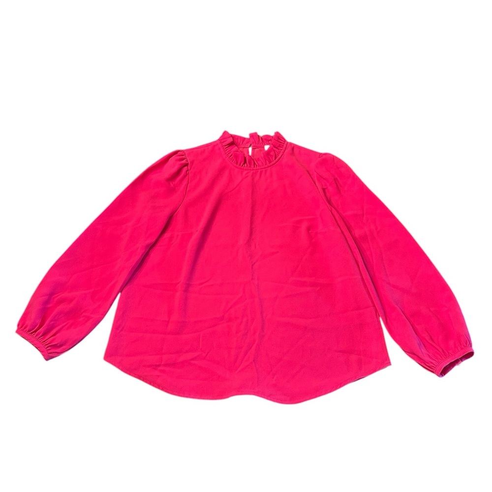 J Crew Ruffle Neck Bubble Sleeve Blouse